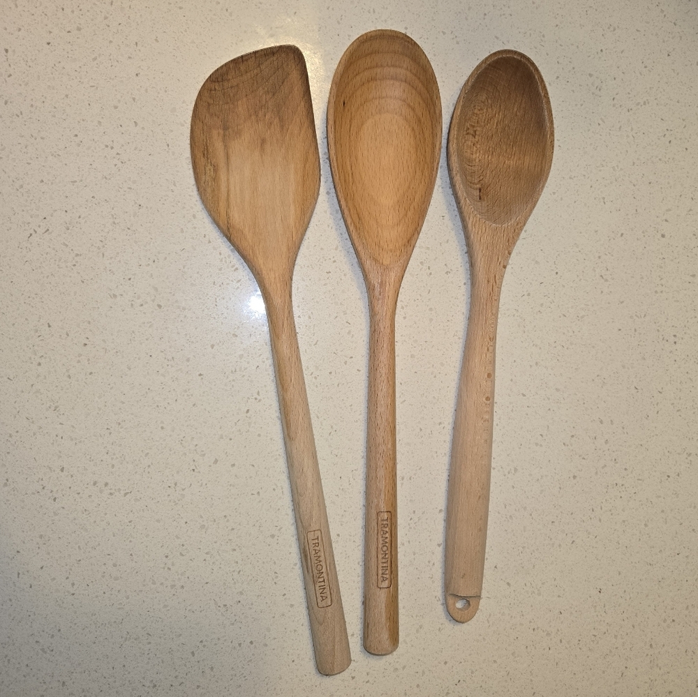Wooden Cooking Spoons Trio BUNDLE OF 3 UTENSILS SPOON AND SPATULA